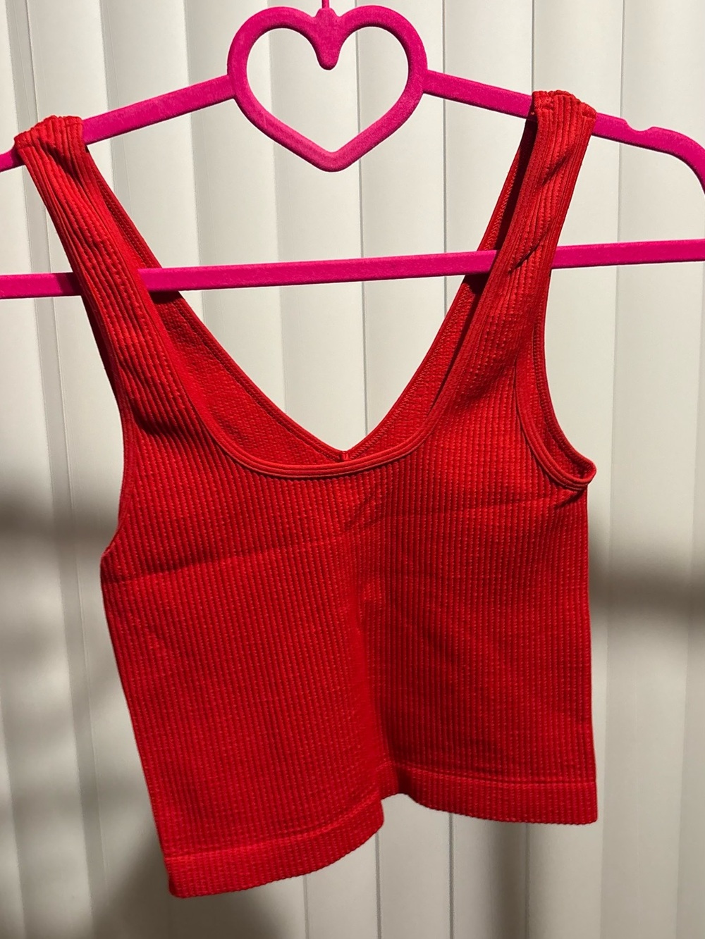 Red and Brown Ribbed Tank Crop Top